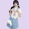 Cute Japanese Light Blue JK Sailor Uniform Skirt Suit -Kawaii Fashion Shop Cute Japanese Light Blue JK Sailor Uniform Skirt 1