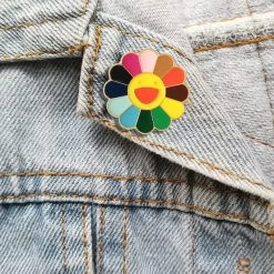 Kpop Sun Flower Enamel Pins 10 Kpop Sun Flower Enamel Pins -Kawaii Fashion Shop Cute Kpop Pins Sun Flower Colorful Smile Face Enamel Brooches for Women Student Daily Party Round 2