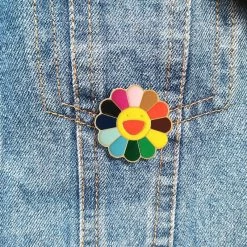 Kpop Sun Flower Enamel Pins 11 Kpop Sun Flower Enamel Pins -Kawaii Fashion Shop Cute Kpop Pins Sun Flower Colorful Smile Face Enamel Brooches for Women Student Daily Party Round 3