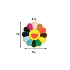 Kpop Sun Flower Enamel Pins 12 Kpop Sun Flower Enamel Pins -Kawaii Fashion Shop Cute Kpop Pins Sun Flower Colorful Smile Face Enamel Brooches for Women Student Daily Party Round 4