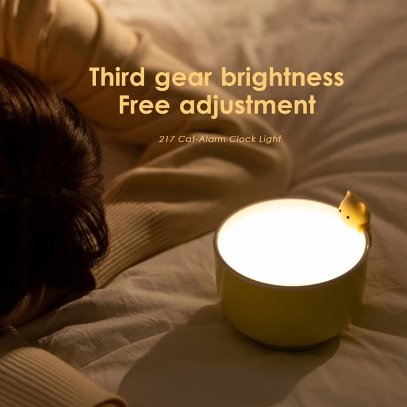 Cute LED Teacup Cat Alarm Clock Light 5 Cute LED Teacup Cat Alarm Clock Light - Image 3