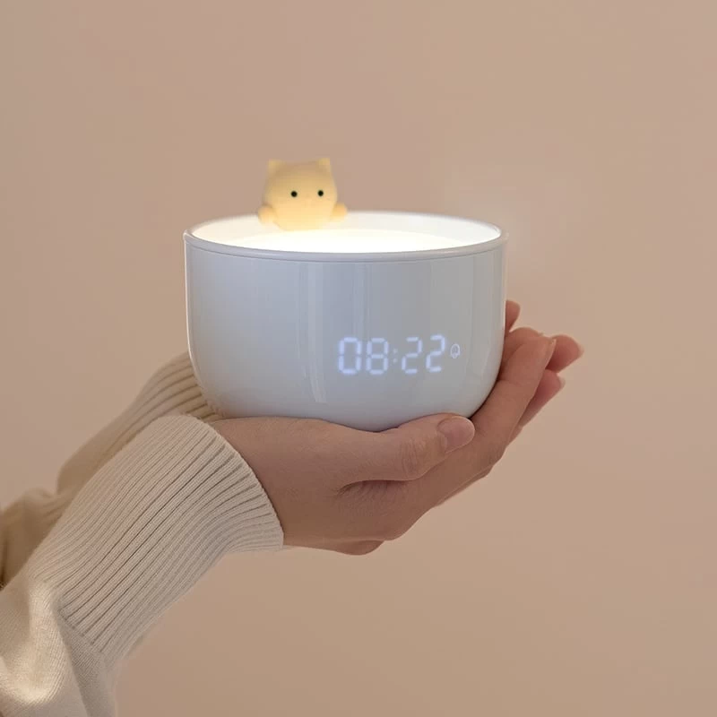 Cute LED Teacup Cat Alarm Clock Light 3 Cute LED Teacup Cat Alarm Clock Light