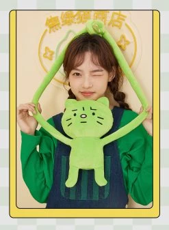 Cute Little Green Cat Doll Messenger Bag -Kawaii Fashion Shop Cute Little Green Cat Doll Messenger Bag 5