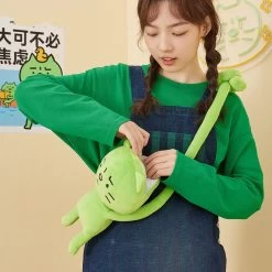 Cute Little Green Cat Doll Messenger Bag -Kawaii Fashion Shop Cute Little Green Cat Doll Messenger Bag 6