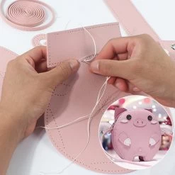 Cute Pig Handcraft Self-made Bag Materials Set -Kawaii Fashion Shop Cute Pig Self made Bag Handcraft Bag Making Materials Cute Leather Bag DIY Material Mini Bag 2