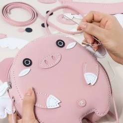 Cute Pig Handcraft Self-made Bag Materials Set -Kawaii Fashion Shop Cute Pig Self made Bag Handcraft Bag Making Materials Cute Leather Bag DIY Material Mini Bag