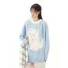 Cute Sweet Girl Style Cartoon Kitten Embroidered Sweater -Kawaii Fashion Shop Cute Sweet Girl Style Cartoon Kitten Embroidered Sweater 8
