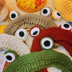 Kawaii Cute Knitted Frog Hat -Kawaii Fashion Shop Cute Winter Skullies Womens Frog Hat Crochet Knitted Hat Costume Photo Prop Beanie Cap Party Dress 2