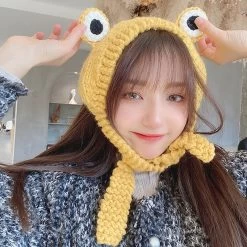 Kawaii Cute Knitted Frog Hat -Kawaii Fashion Shop Cute Winter Skullies Womens Frog Hat Crochet Knitted Hat Costume Photo Prop Beanie Cap Party Dress 5