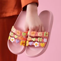 Kawaii Cartoon Slippers 9 Kawaii Cartoon Slippers -Kawaii Fashion Shop Cute Women Men Slippers Summer Slides Cartoon Bear Fruits Home Indoor Thick Soled Sandals Ladies Couples 1