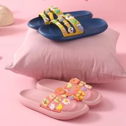 Kawaii Cartoon Slippers 11 Kawaii Cartoon Slippers -Kawaii Fashion Shop Cute Women Men Slippers Summer Slides Cartoon Bear Fruits Home Indoor Thick Soled Sandals Ladies Couples 3