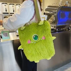 Cute Little Monster Plush Shoulder Bag 11 Cute Little Monster Plush Shoulder Bag -Kawaii Fashion Shop Cute and funny personality embroidery little monster plush soft girl student shoulder bag female bag 3
