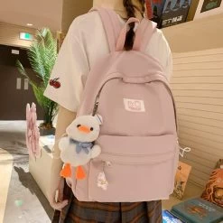 Kawaii Korean Students Nylon Backpack -Kawaii Fashion Shop DCIMOR New Waterproof Nylon Women Backpack Female Solid Color Portable Travel Bag Teenage Girl Kawaii Schoolbag 3