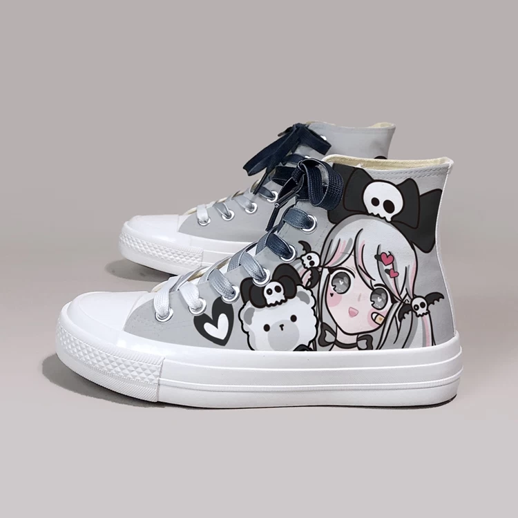 Dark Cartoon Loli Print High-Top Canvas Shoes 4 Dark Cartoon Loli Print High-Top Canvas Shoes - Image 2