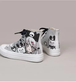 Dark Cartoon Loli Print High-Top Canvas Shoes 12 Dark Cartoon Loli Print High-Top Canvas Shoes -Kawaii Fashion Shop Dark Cartoon Loli Print High Top Canvas Shoes 3