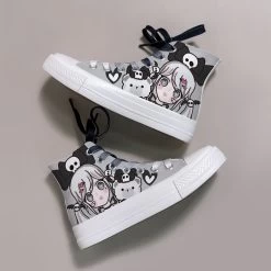 Dark Cartoon Loli Print High-Top Canvas Shoes 14 Dark Cartoon Loli Print High-Top Canvas Shoes -Kawaii Fashion Shop Dark Cartoon Loli Print High Top Canvas Shoes 5