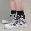 Dark Cartoon Loli Print High-Top Canvas Shoes 2 Dark Cartoon Loli Print High-Top Canvas Shoes -Kawaii Fashion Shop Dark Cartoon Loli Print High Top Canvas Shoes 8
