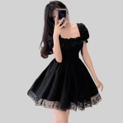 Dark Lolita Goth Mini Dress -Kawaii Fashion Shop Dark Lolita Goth Mini Dress 5
