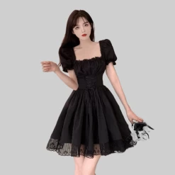 Dark Lolita Goth Mini Dress -Kawaii Fashion Shop Dark Lolita Goth Mini Dress 8
