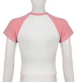 Kitties Printed Lace-Up Tops -Kawaii Fashion Shop Darlingaga Sweet Cute Printed Summer Women s T shirts Patchwork Lace Up Crop Top Korean Fashion 5