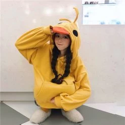 Kawaii Yellow Duck Hoodies -Kawaii Fashion Shop Deeptown Kawaii Duck Hoodies Women Long Sleeve Cute Tops Emo Clothes Korean 2022 Fashion Winter Yellow 5