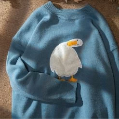 Kawaii Korean Style Duck Sweater 10 Kawaii Korean Style Duck Sweater -Kawaii Fashion Shop Deeptown Kawaii Korean Style Duck Print Knitted Sweater Women Harajuku Crewneck Oversize Pink Jumper Pullover Female 2