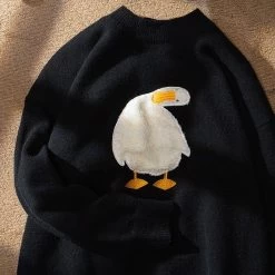 Kawaii Korean Style Duck Sweater 11 Kawaii Korean Style Duck Sweater -Kawaii Fashion Shop Deeptown Kawaii Korean Style Duck Print Knitted Sweater Women Harajuku Crewneck Oversize Pink Jumper Pullover Female 3