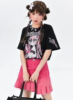 Dopamine Outfit Style Pink Gradient High Waist Skirt -Kawaii Fashion Shop Dopamine Outfit Style Pink Gradient High Waist Skirt 15