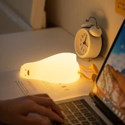 Sleeping Duck Night Light -Kawaii Fashion Shop Duck Led Night Light Cartoon Silicone Rechargeable Lamp Patting Switch Children Nightlight Kid Bedroom Decoration Birthday 4
