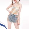 Energetic Girl Style Light Blue Denim Shorts -Kawaii Fashion Shop Energetic Girl Style Light Blue Denim Shorts 7