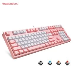 Kawaii Classic Pink Mechanical Keyboard USB Wired -Kawaii Fashion Shop FY87 108 Keys Mechanical Gaming Keyboard 80 Red Blue Black Brown Switch Hotswap Anti Ghosting PBT 3
