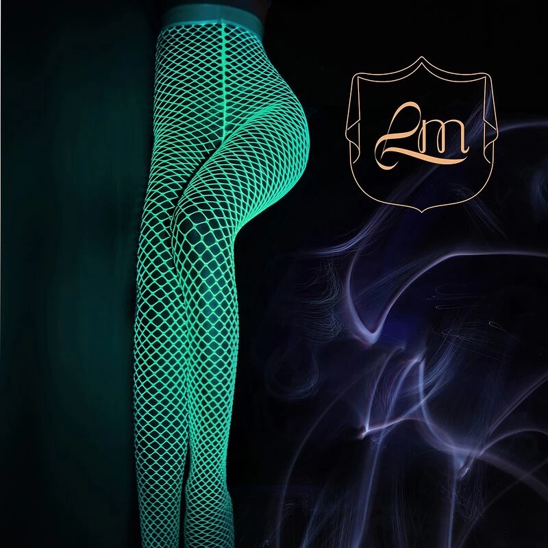 White UV Glowing Aesthetic Fishnet Tights 5 White UV Glowing Aesthetic Fishnet Tights - Image 3