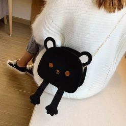 Kawaii Bear Shoulder Handbags -Kawaii Fashion Shop Fashion Bear shaped Shoulder Handbags Animal Bag Chain Cute Small Bag Phone Pouch Crossbody Bags for 3