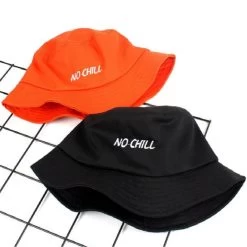 No Chill Bucket Hat -Kawaii Fashion Shop Fashion Embroidery NO CHILL Bucket Hat Hip Hop Beach Women Panama Outdoor Sports Flat Top Fishing 3
