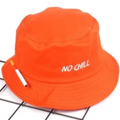 No Chill Bucket Hat -Kawaii Fashion Shop Fashion Embroidery NO CHILL Bucket Hat Hip Hop Beach Women Panama Outdoor Sports Flat Top Fishing 4