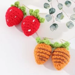Sweet Cute Strawberry Earrings -Kawaii Fashion Shop Fashion Metal Geometric Earrings Womens TRENDY Lovely Soft Wool Fruit Carrot Strawberry Stud Earrings Jewelry for 5