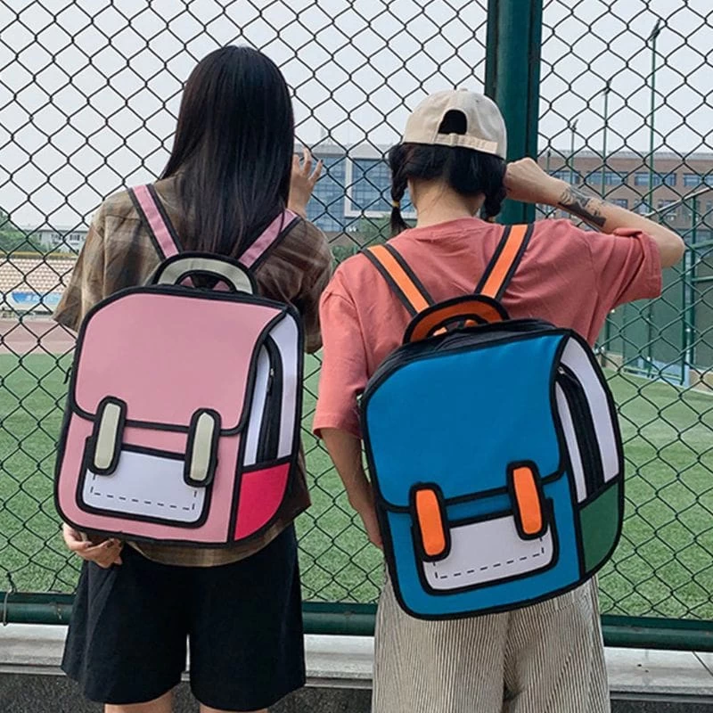 Kawaii 2d Cartoon Canvas Backpack 4 Kawaii 2d Cartoon Canvas Backpack - Image 2