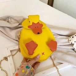 Kawaii Cartoon Duck Shoulder Bag -Kawaii Fashion Shop Fashion Women Girl Cartoon Duck Color Block Crossbody Messenger Shoulder Bag 2