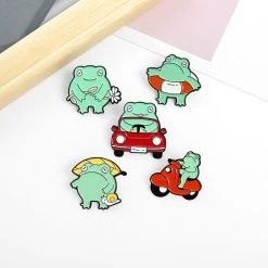 Cute Cartoon Frog Series Brooch 9 Cute Cartoon Frog Series Brooch -Kawaii Fashion Shop Fashionable Cartoon Cute Frog Series Brooch Creative Mini Car Swimming Ring Shape Small Animal Funny Badge 3