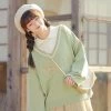 Kawaii Cute Floral Embroidery Fake Two Piece Sweater Suit -Kawaii Fashion Shop Floral Embroidery Oversize Sweater 7