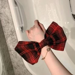 Kawaii Red Plaid Slip Dresses -Kawaii Fashion Shop French Girl Red Plaid Dark Black Suspender Dress Summer 2021 New Short Dress 4