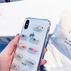 Poppin Pills IPhone Case -Kawaii Fashion Shop Funny 3D Chill Pills Cover Case For iPhone 13 12 mini 11 Pro XR XS Max 2