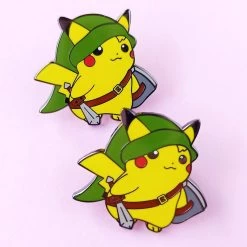 Kawaii Pikachu Cartoon Brooch -Kawaii Fashion Shop Funny Cartoon Link Elves Mash Up Hard Enamel Pin Kawaii Monster Warrior Brooch Accessories Anime Video 2