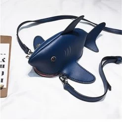 Cute Shark Crossbody Bag -Kawaii Fashion Shop Funny Cartoon Shark Shape Women Shoulder Bags Cartoon Chain Messenger Bag Ladies Lovely PU Leather Phone 2