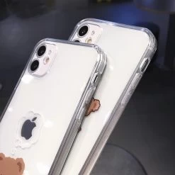 Cute Cartoon Bear Couple IPhone Case 13 Cute Cartoon Bear Couple IPhone Case -Kawaii Fashion Shop Funny Cute Cartoon Bear Clear Phone Case For iPhone 13 Pro Max 12 Mini 11 X 5
