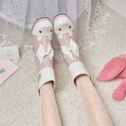 Winged Bunny Booties -Kawaii Fashion Shop GIGIFOX Gothic Style Sweet Bow Tie Wings Chunky Heels Platform Ankle Pink Lolita Cosplay Fashion Winter 4