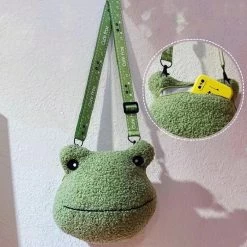 Kawaii Green Frog Shoulder Bag 13 Kawaii Green Frog Shoulder Bag -Kawaii Fashion Shop Girl Funny Green Frog Shoulder Bag Plush Toy Doll Mobile Phone Bag Women s Bag Coin 5