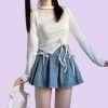 Girl Style Blue Denim Short Skirt -Kawaii Fashion Shop Girl Style Blue Denim Short Skirt
