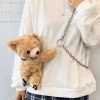 Kawaii Plush Bear Messenger Bag -Kawaii Fashion Shop Girls Messenger Bag Creative Bear Chain Plush Bag Korean Shoulder Women Small Bag