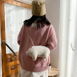 Kawaii Plush Teddy Bear Crossbody -Kawaii Fashion Shop Girls Sweet Cute Plush Teddy Bear Crossbody Bag Cartoon Bear Shaped Women Handbags Fashion Portable Plush 2